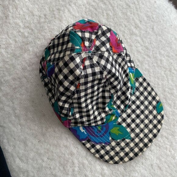 Vintage Checkered with Floral Baseball Cap Cotton Hat - Picture 7 of 9